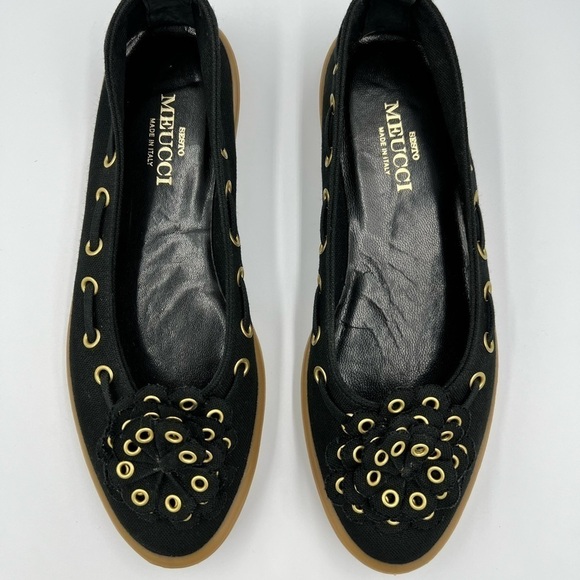 SESTO MEUCCI Black Floral Gold Ringlet Loafers - Picture 4 of 9